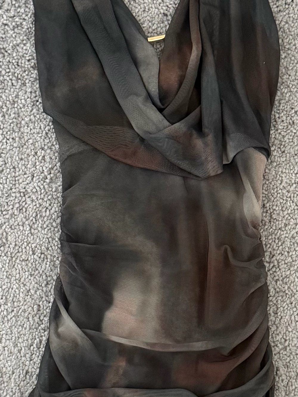 Windsor Black Sheer Draped Midi Dress Sz small